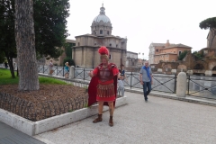 Someone dressed up in Roman Armor.
